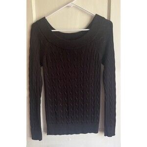 Ralph Lauren Cable Knit Dark Black 59% Cotton Sweater Size XS